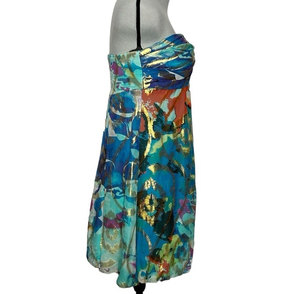 Xscape Multicolor Metallic Bandeau Balloon Hem Mini Dress Party, Event Sz 10 - Picture 3 of 12